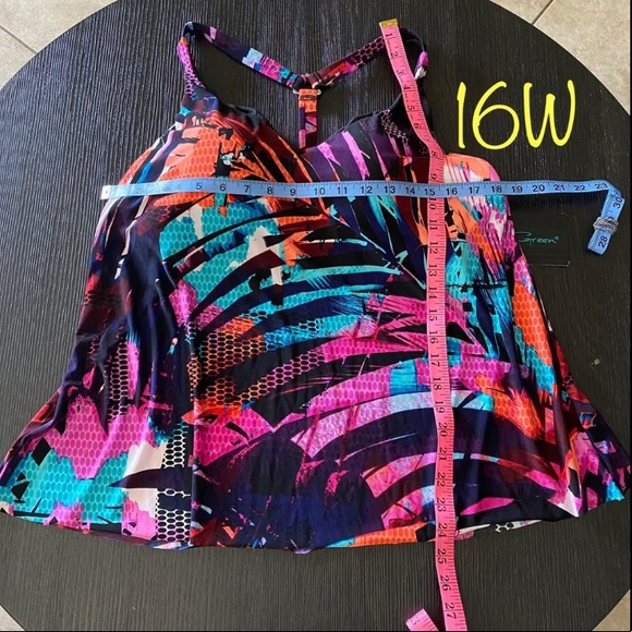 Plus Size Racerback Tankini Top MultiColor - Picture 14 of 14